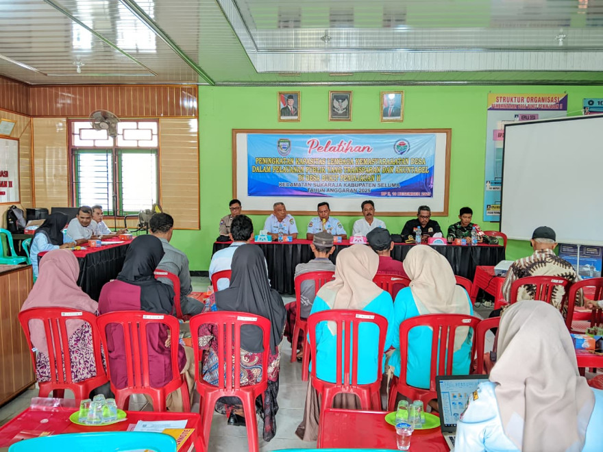 Demi Meningkatkan Kapasitas Lembaga Kemasyarakatan Desa, Pemdes Bukit Peninjauan II melaksanakan Pelatihan Peningkatan Kapasitan LKD dalam pelayanan public yang Transparan dan Akuntabel