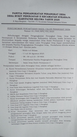 Pembukaan pendaftaran perangkat desa